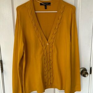 Gorgeous matching Mustard Gold two piece cardigan and sleeveless tank.